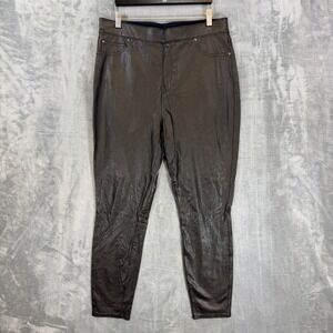 Spanx Faux Leather Leggings Womens Size XL Dark Brown High Waist Pants